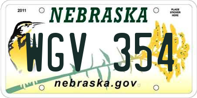 NE license plate WGV354