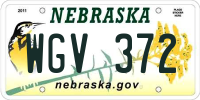 NE license plate WGV372