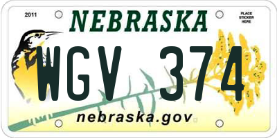 NE license plate WGV374