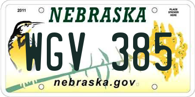 NE license plate WGV385