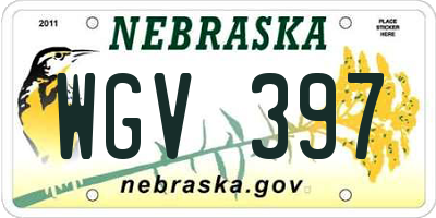 NE license plate WGV397