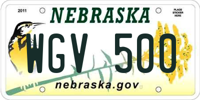 NE license plate WGV500