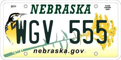 NE license plate WGV555