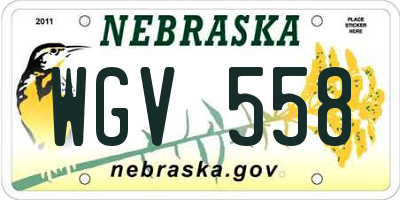 NE license plate WGV558