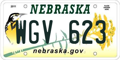 NE license plate WGV623