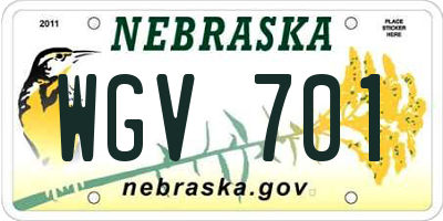 NE license plate WGV701