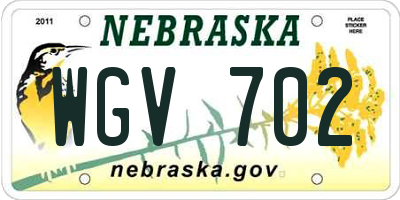 NE license plate WGV702