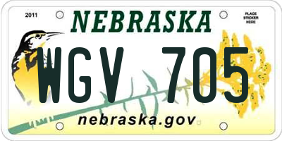 NE license plate WGV705