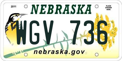 NE license plate WGV736
