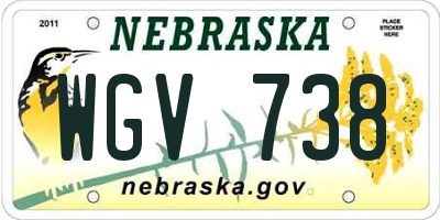 NE license plate WGV738