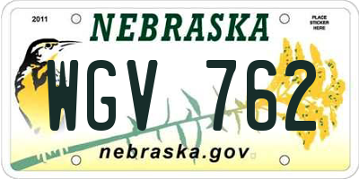 NE license plate WGV762