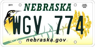 NE license plate WGV774