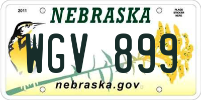 NE license plate WGV899