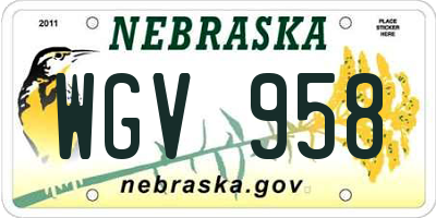 NE license plate WGV958