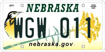 NE license plate WGW011