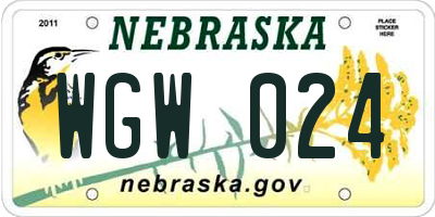 NE license plate WGW024