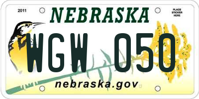 NE license plate WGW050