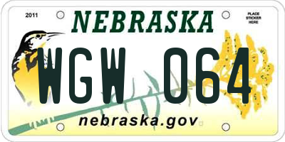 NE license plate WGW064