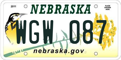 NE license plate WGW087