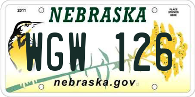 NE license plate WGW126