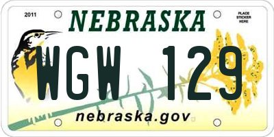 NE license plate WGW129