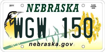 NE license plate WGW150