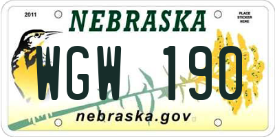 NE license plate WGW190