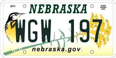 NE license plate WGW197