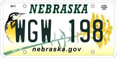 NE license plate WGW198