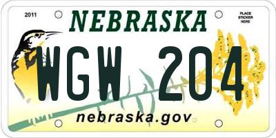 NE license plate WGW204