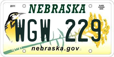NE license plate WGW229