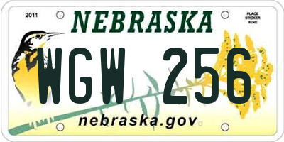 NE license plate WGW256