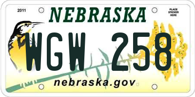 NE license plate WGW258