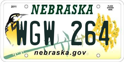 NE license plate WGW264