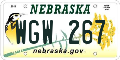 NE license plate WGW267