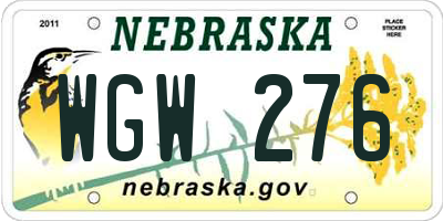 NE license plate WGW276