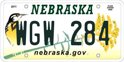 NE license plate WGW284