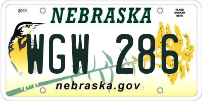NE license plate WGW286