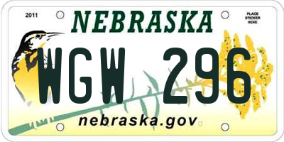 NE license plate WGW296