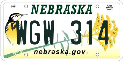 NE license plate WGW314
