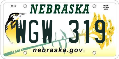NE license plate WGW319