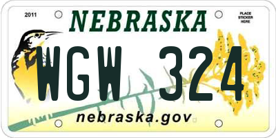 NE license plate WGW324