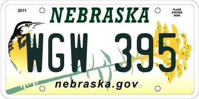 NE license plate WGW395