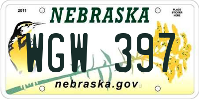 NE license plate WGW397