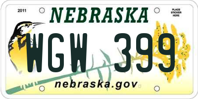 NE license plate WGW399