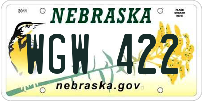 NE license plate WGW422