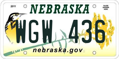 NE license plate WGW436
