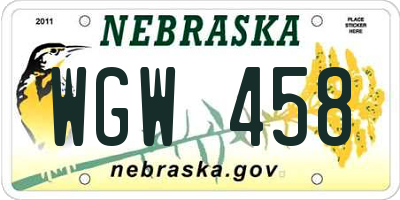 NE license plate WGW458