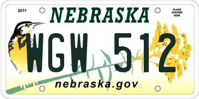 NE license plate WGW512