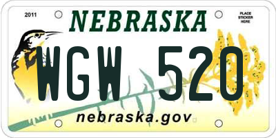 NE license plate WGW520